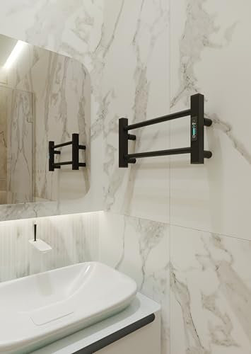 Elna Design Scaldasalviette Nero Opaco - 35W - 210x530mm - Radiatore elettrico da parete per architetti - Acciaio inossidabile - Con timer e termostato - IP44 - Radiatore compatto di lusso
