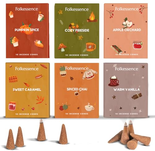 Folkulture Autumn Incense Cones Pumpkin Spice, Vanilla -Set of 6 (60 Cones)