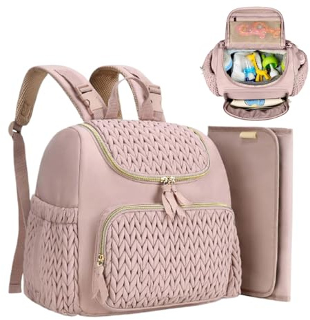 gjzje Baby Diaper Bag - Stylish Baby Travel Backpacks,Waterproof Organizer with Changing Pad Stroller Straps for Mom Travel Girls Boys Maternity
