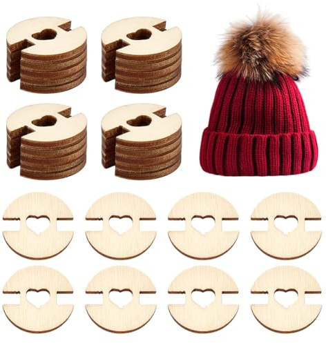 CRAFTYMELODY 120 piezas de botones de pompón para sombreros 1 agujero de madera botones de pompón planos redondos en forma de corazón sujetadores huecos extraíbles