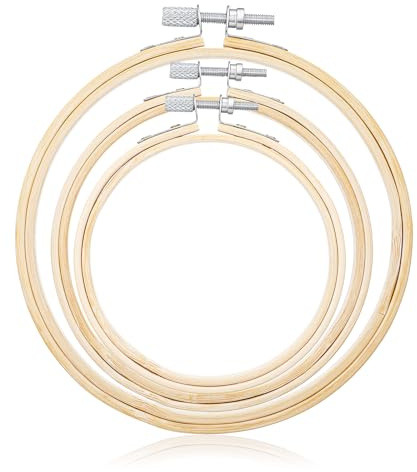 Bamboo Embroidery Hoops Set 3 Pack – 4 5 6 Inch Cross Stitch Hoops
