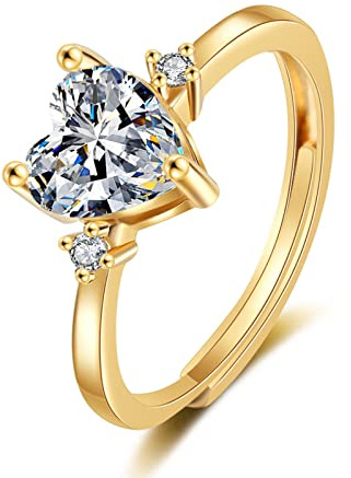 Ayoiow Vorsteckring Gold 585, Herz mit Labordiamant Hochzeitsring 585, 14K Gelbgold Echtgold Ringe Damen