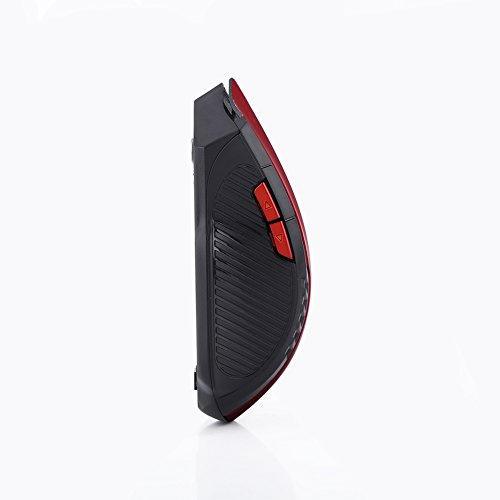 Mini Ratón óptico Inalámbrico Portátil para Juegos, Ratón de Juego de 2,4 GHz para PC Portátil con 6 Teclas y Velocidad Rápida del Cursor para Entusiastas de los (Rojo)
