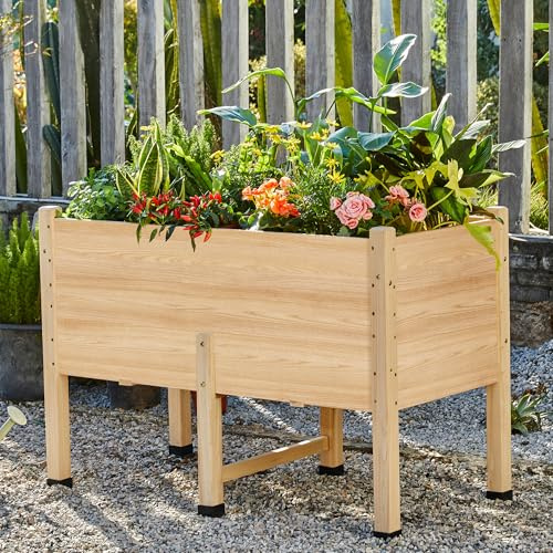 LUXOAK Holz Hochbeet 119x81x57 cm mit Beinen, extra tief 40 cm Pflanztiefe, Hochbeet für Gemüse, Kräuter und Blumen, Pflanzkasten für Balkon, Terrasse und Garten, einfache Montage