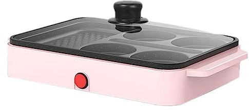 GTHTUHFD Burger Maker Machine Nonstick Electric Griddle Divided Pan - Mini Breakfast Maker Station With Glass Lid For Burgers, Eggs, Pancakes - Ideal For Breakfast, Steak, Hotdog,