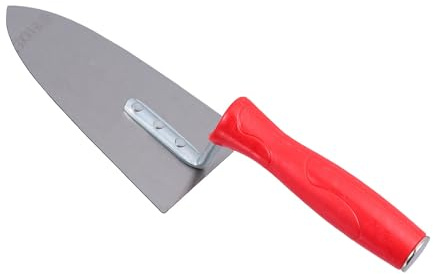 Paleta de Yeso Triangular de Acero y Plástico Roja | Enlucido y Cemento, Diseño de Punta Plana, Herramienta Manual de Albañilería