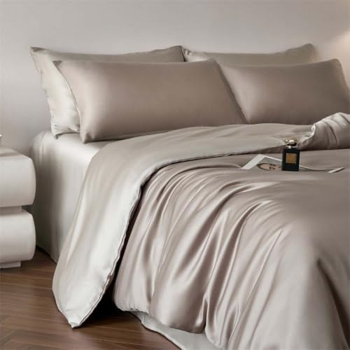 Queen size kylande satin sängkläder set – 4-delat sänglinne, silkeslen mjuk skrynkelbeständig mikrofiber, inkluderar 1 påslakan, 1 lakan och 2 örngott för sovrum
