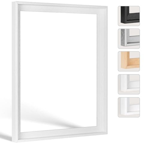 Bildershop-24 Schattenfugenrahmen Hamburg 33x95cm Weiß (gekalkt lackiert)
