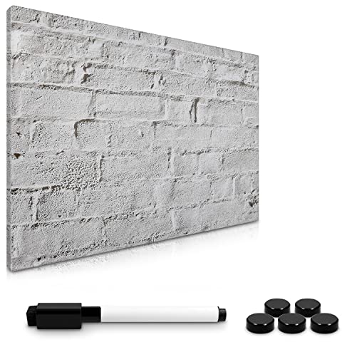 Navaris Magnettafel Magnetpinnwand Memoboard zum Beschriften - 60x40 cm Notiztafel div. Designs - Tafel abwaschbar mit Halterung Magneten Stift