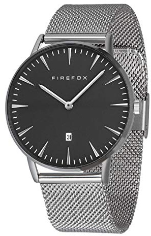 FIREFOX Damen- Armbanduhr Passion analog Quarz Edelstahl Milanaise Mesh Armband Zifferblatt schwarz 5 ATM wasserdicht FFPL02-060