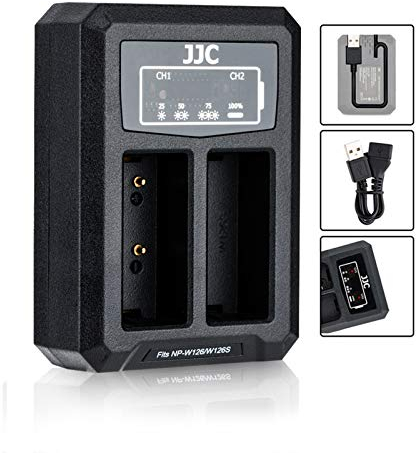 NP-W126 USB Dual Battery Charger for Fujifilm X100V, X-PRO3, X-PRO2, X-T3, X-T2, X-T1, X-T30, X-T20, X-T10, X-T200, X-T100, X-A7, HS50EXR, HS33EXR Digital Camera Chargers for Fuji NP-W126 S Battery