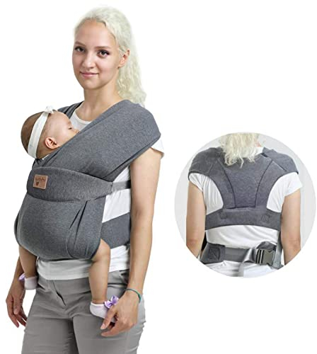 vrbabies Baby Carrier for Newborns from Birth Extra Soft, Belly Carrier Baby Carrier Ergonomic Suitable for Babies Aged 3-24 Months (3.5-15 kg) (Dark Grey)