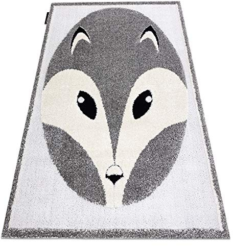 rugsx Moderne Kinderteppiche Joy Fox, Fuchs, für Babyzimmer, Spielteppiche, Kinderzimmer, strukturelle Zwei Ebenen des Vlieses grau/Creme 160x220 cm