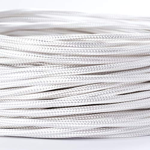 Câble d’alimentation textile - gaine extérieure en plastique - 10 m - 3 fils - 3 x 0,75 mm² - Avec conducteur de terre - Accessoire de lampe (10 m, blanc)