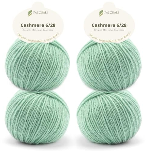 Pascuali Bio Cashmere 6/28. Strickwolle aus 100% Kaschmirwolle Wolle zum Stricken und Häkeln, 4 Knäuel - 100 g - Farbe:Karibik 48