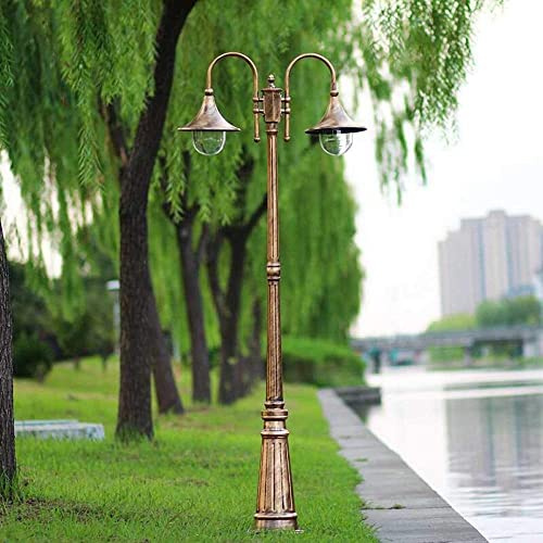 XMFXIAO 2-Heads E27 European Landscape Garden Lantern Outdoor Column Lamp Floor Lamp Tradition Antique Victoria Waterproof Glass Bollard Lamp Garden Lawn Decoration Street Post Light