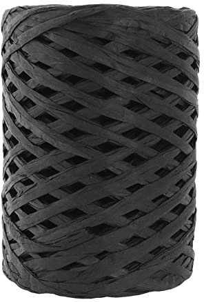 Mandala Crafts Schwarzes Bastband für Geschenkverpackungen – Naturband Bast-Papierbänder zum Basteln – 91,4 m natürliche Bastschnur Bast-Strohband zur Dekoration