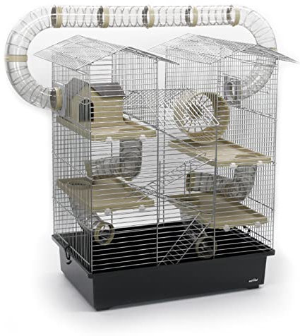 Nagerkäfig CH2 XXL Zubehör Tunnelsystem Chrome Schwarz Beige Maus Hamster Käfig