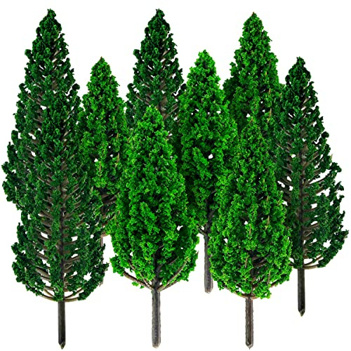 24 Stück Modellbau Bäume, Modell Eisenbahn Landschaft, Zug Bäume Kunststoff Modell für DIY Landschaft Gartendeko, Modelllandschaft,7.5CM-9.5CM