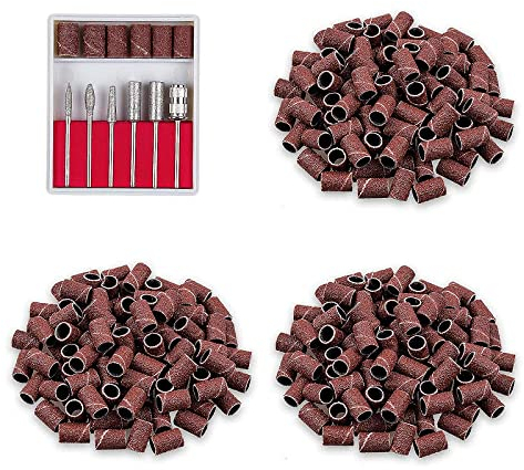 ALLE’S Nagelfräser Aufsätze,300 Stück Schleifhülsen Nagelfräser Bits für Gelnägel Aufsätze Professioneller Schleifkappen Schleifringe zum Schärfen der Nägel Trimmen von Nageldesign