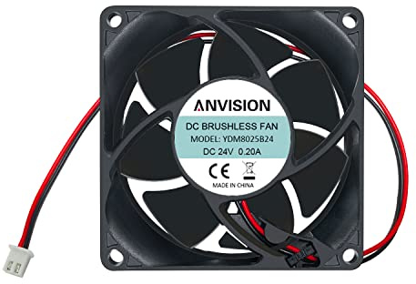 ANVISION 80 mm x 25 mm Bürstenloser Lüfter, Gleichstrom, 24 V, Dual-Kugellager, 2-polig, für Server