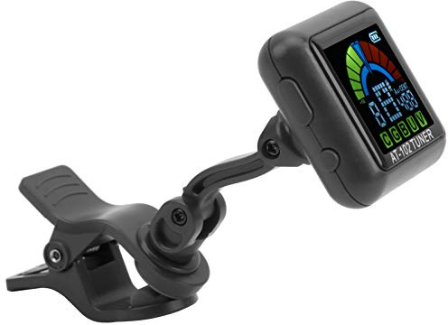 Gitarren-Clip-Tuner, 4 Farben, Wiederaufladbarer USB-Akku, Violine, Ukulele, AT102 (AT-102 schwarz) Stimmgeräte