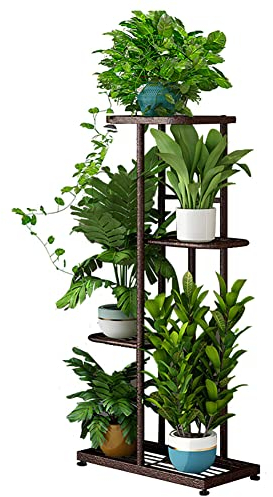 JAWSEU Metall Blumenregal Pflanzenregal, 4 Etagen Pflanzenständer, Modern Blumenregal Display Rack, Mehreren Blumentopfständer für Wohnzimmer Schlafzimmer Outdoor Balkon Garten Terrasse