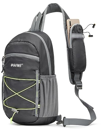 G4Free Axelväska Ryggsäck RFID-blockerande Crossbody med framficka vandring dagväska utomhus bröstväska för kvinnor män, Mörkgrått, En Storlek