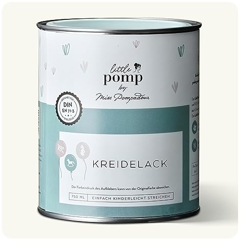 MissPompadour Kreidefarbe für Möbel Weiß & Treu 750ml - Holzfarbe, Holzlack matt innen - Möbellack, Möbelfarbe ohne Schleifen - Kreidefarbe für Holz, Metall, Kunststoff - LittlePomp