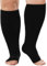 PUTUO Plus Size Compression Socks: Wide Calf Graduated Compression Stockings Men Women Open Toe Extra Large Compression Sock for Support Flight Travel Pregnancy Nurses 20-30 mmHg Black 3XL 1Pairs