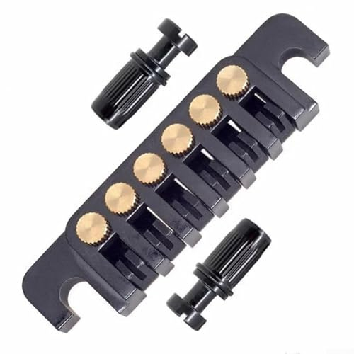 TP6 Stegstopperleiste, 70er-Jahre-Steg, Saitenhalter, Rollsättel-Stil, Brücke für 6-saitige LP oder ähnliche Gitarren (schwarz)