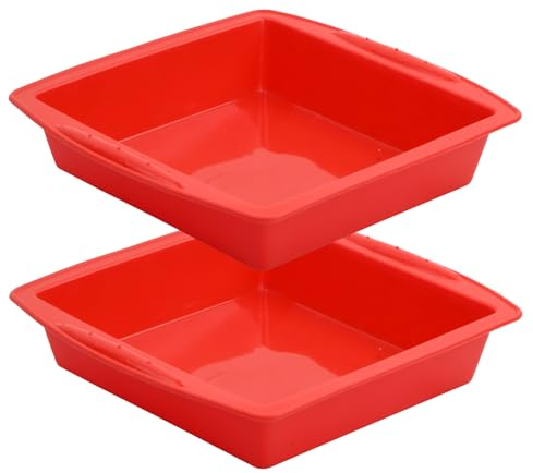 Litinliv 2 Piezas Moldes Tartas Silicona, Molde para Repostería Cocina, Moldes de Silicona Antiadherentes, Molde cuadrado tartas, Moldes de Pan de Silicona, Reutilizables para Pasteles 26 x 24 x 6 CM