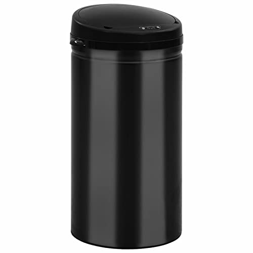 LAPOOH Pattumiera con sensore automatico 50L in acciaio al carbonio nero, bidone della spazzatura da cucina, cestino della spazzatura, cestino della spazzatura della cucina, cestino della spazzatura