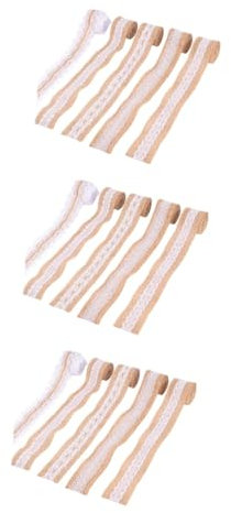 SEWACC 3 Sets Leinenbandrollen Hochzeitsdekorationen Spitze Und Sackleinen-set Bastelzubehör Wohnkultur Hochzeitsfeierbevorzugungen 5 Rollen * 3