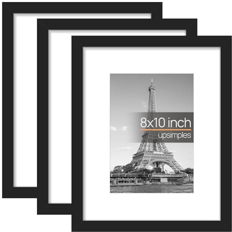 upsimples 3 Pack Black 8x10 Picture Frame, Wall Hanging Photo Frame
