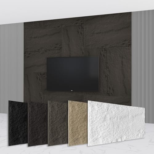 HEXIM Steinoptik Felsen Platten 120x60cm PU Wandverkleidung 0,73qm 3D Paneele Bruchstein Stone Dekor Wandpaneele Wanddeko Steinplatte Felswand Wohnzimmer Innenwand grau (A002-04 Grey)