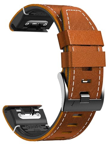 Läderarmband för Garmin Fenix 7, 22 mm äkta läder, ersättningsarmband, Quick-Fit klockarmband för Fenix 6, Fenix 6 Pro, Fenix 5, Fenix 5 Plus, Forerunner 935 945, Instinct 2, Approach S60 S62 22 mm