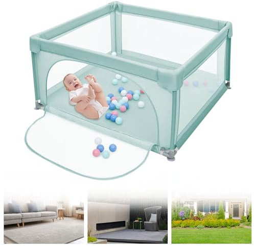 Laufstall für Babys, 120 x 120 x 66 cm, modular, faltbar, Laufstall für Babys, aus Netzstoff mit 50 Bällen, Laufstall für Babys, drinnen und draußen, Aktivitätszentrum für Kinder aus Oxford-Stoff