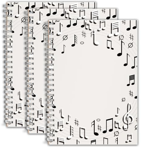 Lyuzecheean Leeres Notenheft, Kompositionsarbeiterpapier, Manuskriptpapier, 10 Noten, Kunstmusik-Notizbuch, schwarz, insgesamt 480 Seiten, 26 x 19 cm (weiße Musik), 3 Stück