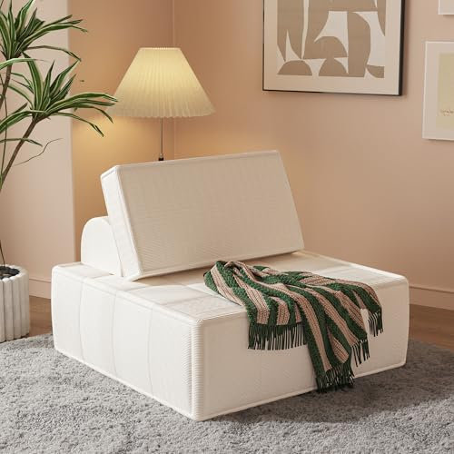 PurrJoys Loungesessel Moderne, Kleines Sofa, 1-Sitzer-Sofa aus Stoff mit Verstellbarer Rückenlehne, Einzelsofa, Relaxsessel, Lounge&Cocktailsessel, Couch für Wohnzimmer, Schlafzimmer