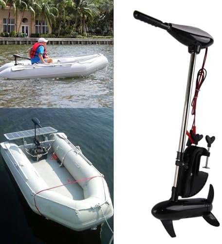 Brilluxa 12V 60lb Thrust Electric Outboard Motor Boat Engine Propeller, Electric Outboard Trolling Motor, 624W Strong Power with LED Battery Indicator