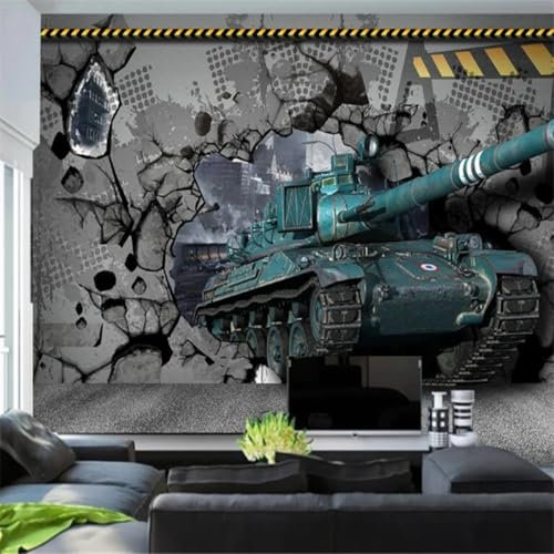 Kitquiver 3D Retro-Tank Wall Painting 3D Grau Ziegel Muster Tapete Wandbild Wohnzimmer Hintergrund Selbst Klebe Wandverkleidung Markt Wallpap 350x245cm