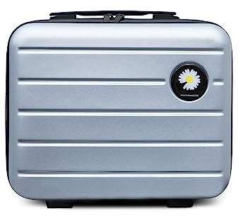 Balakaka Kosmetikkoffer 34x15x25 cm Kleine Daisy, Beautycase Damen Hartschale mit Handgriff und Reißverschluss, ABS Wasserdicht Große Kapazität Schminktasche für Reisen, Silber
