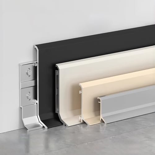 Raouoae Aluminium Wandleistenverkleidung 125 cm* 4 Stück Sockelleisten Eckschutz Elegante Zierleisten Für Wand Und Bodenverkleidungen(Option 7,Height:60mm)