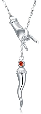 Seiyang Italienische Horn Hand Halskette 925 Sterling Silber Cornicello und Mano Cornuto Glück Schutz Amulett Anhänger Schmuck für Frauen