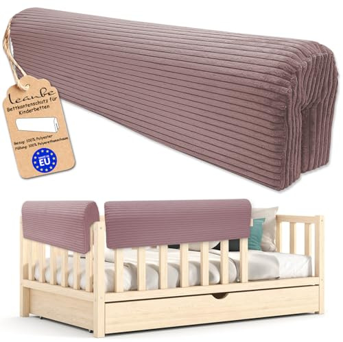 Leanbe Bettkantenschutz für Kinderbetten Kissen für bettumrandung Rausfallschutz Abdeckung Kantenschutz für Babybett (LILA Cord, 80cm)