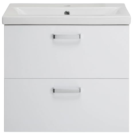 VBChome badrumsmöbelset 50 x 40 x 56 cm med keramiskt handfat och väggskåp med 2 lådor – kompakt och funktionell för små badrum