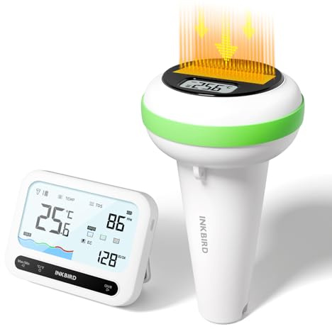 Inkbird IBS-P04R Solar Pooltermometer, trådlös Soldriven 3-i-1 vattenkvalitetsmätare, vattentemperatur TDS/EC-detektor, IP68 vattentät, 300 m ultralång sändning, för pool, damm, badkar