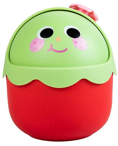 HOOTNEE Pattumiera da Tavolo Mini a Fragola in Pp, Rosso | Scrivania e Casa, Contenitore Decorativo Multiuso, Aiuta a Tenere L’area Ordinata