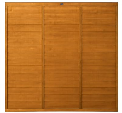 6ft x 6ft Timber Overlap Fence Panel, Autumn Gold Garden Boundary Board, Dip Treated Privacy Screening, Heavy Duty 1.83m x 1.83m